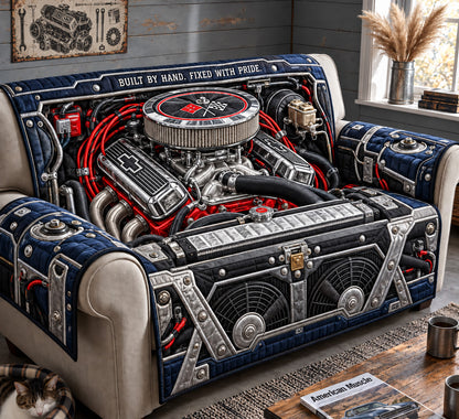 Classic V8 Engine Mechanic Quilted Sofa Cover GFTOHNL4653