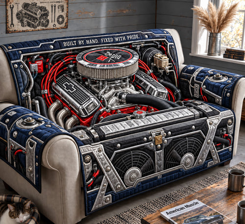 Classic V8 Engine Mechanic Quilted Sofa Cover GFTOHNL4653