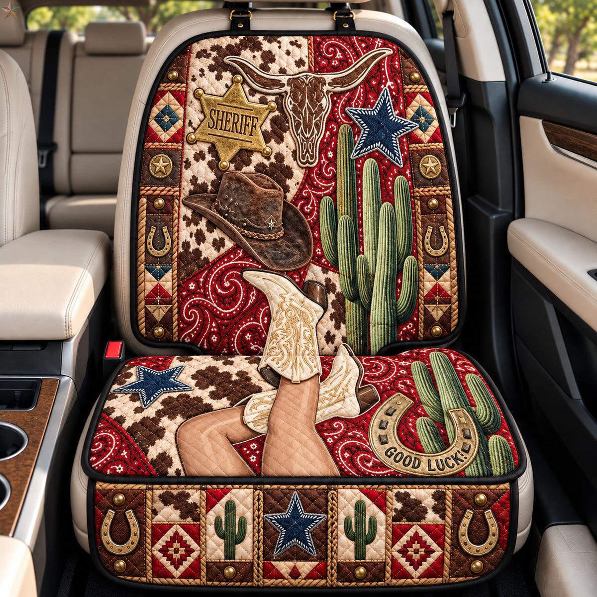 Western Cowgirl Patchwork Quilted Car Seat Protector GFTOHNL4678