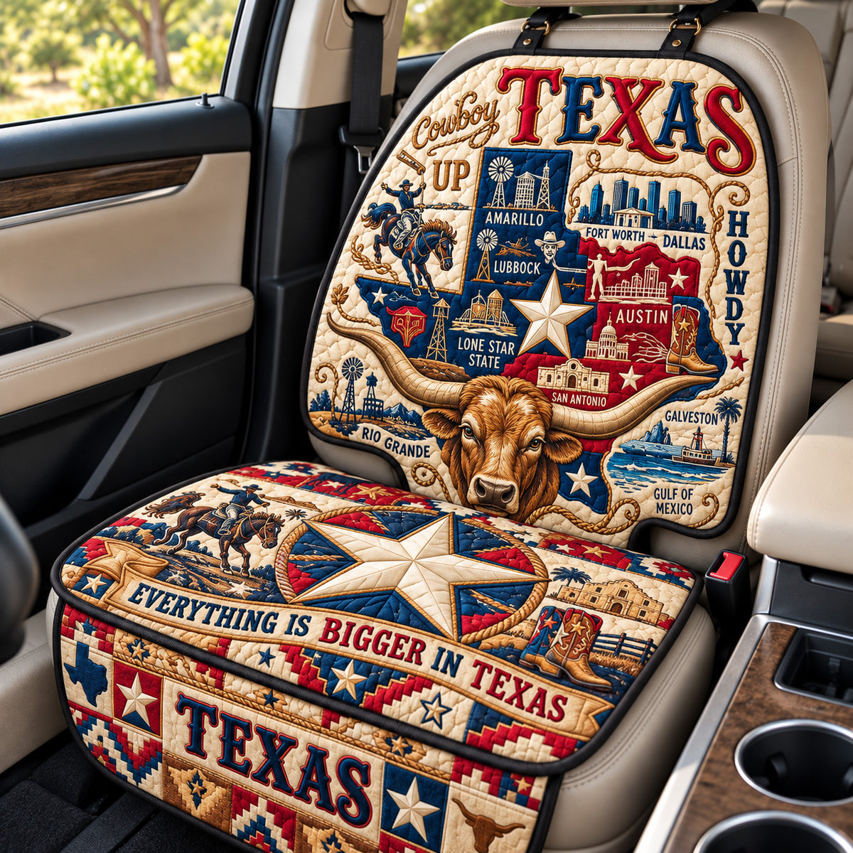 Texas Cowboy Pride Quilted Car Seat Protector GFTOHNL4679