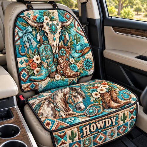 Turquoise Western Cowgirl Quilted Car Seat Protector GFTOHNL4682