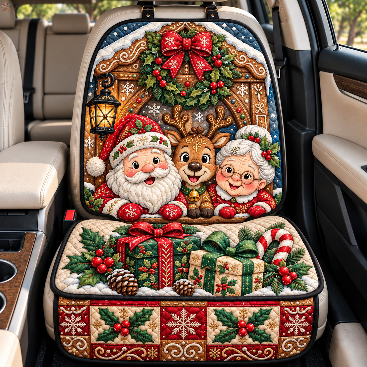 Santa Christmas Family Quilted Car Seat Protector GFTOHNL4685