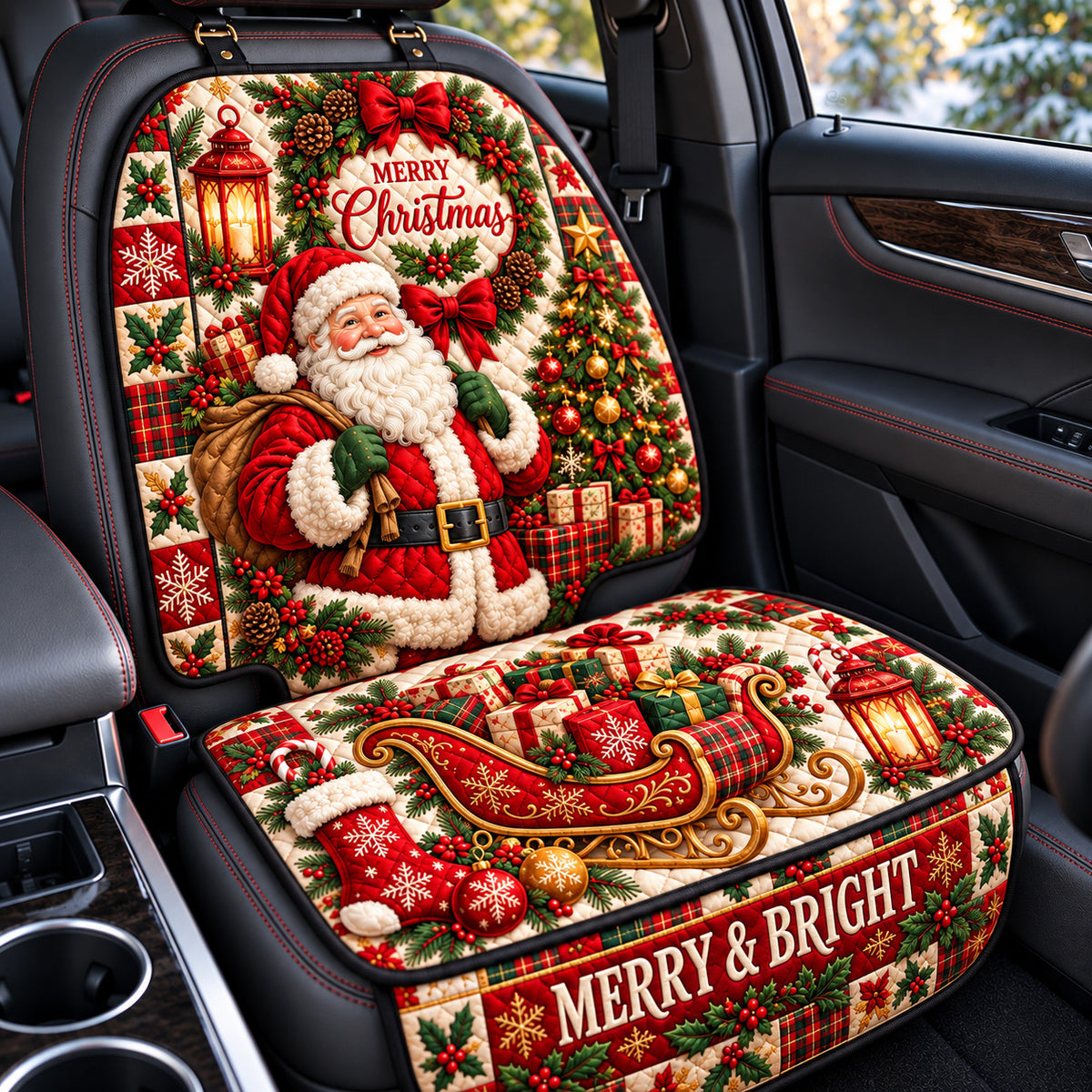 Santa Christmas Gifts Quilted Car Seat Protector GFTOHNL4686