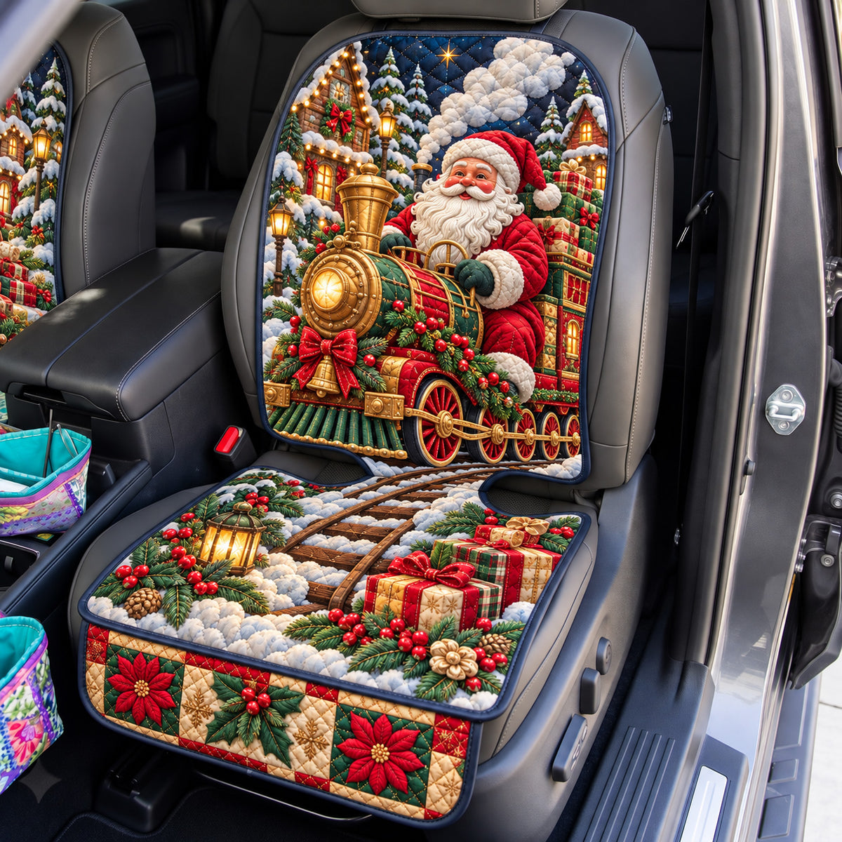 Santa Christmas Train Quilted Car Seat Protector GFTOHNL4689