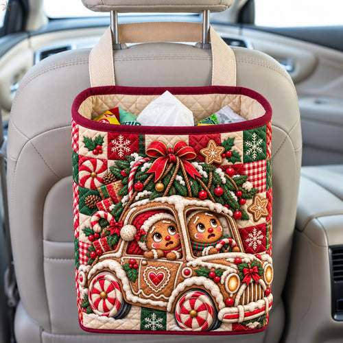 Gingerbread Christmas Truck Quilted Car Basket GFTOHNL4692