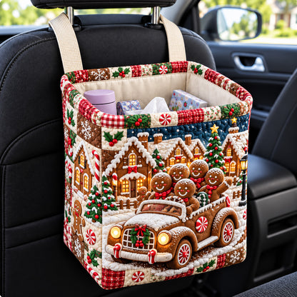 Gingerbread Christmas Village Quilted Car Basket GFTOHNL4693