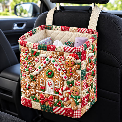 Gingerbread Christmas House Quilted Car Basket GFTOHNL4694