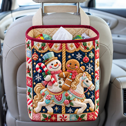 Gingerbread Christmas Carousel Quilted Car Basket GFTOHNL4696