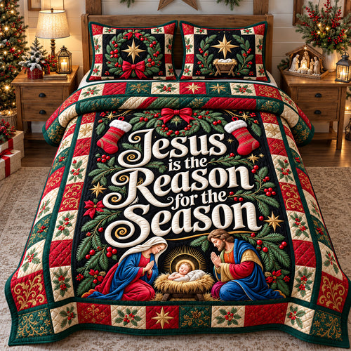 Jesus Reason For The Season 3-Piece Quilted Bedding Set GFTOHNL4700