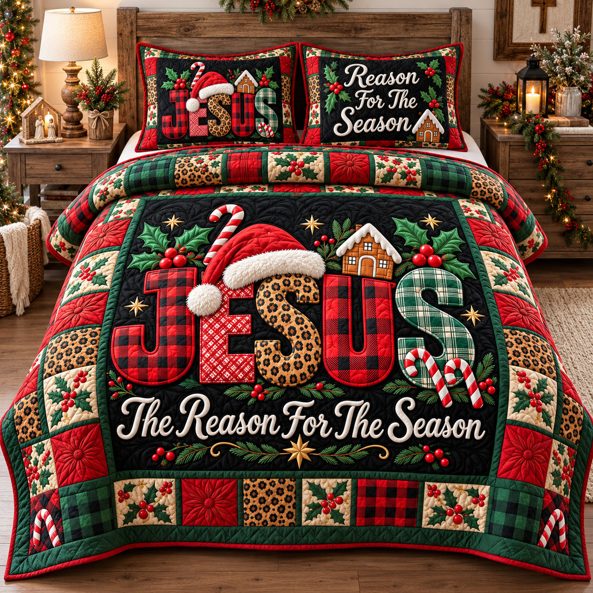 Jesus Christmas Faith 3-Piece Quilted Bedding Set GFTOHNL4702