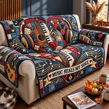 Music Heals My Soul Quilted Sofa Cover GFTOHNL4706