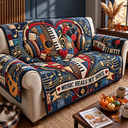 Music Heals My Soul Quilted Sofa Cover GFTOHNL4706