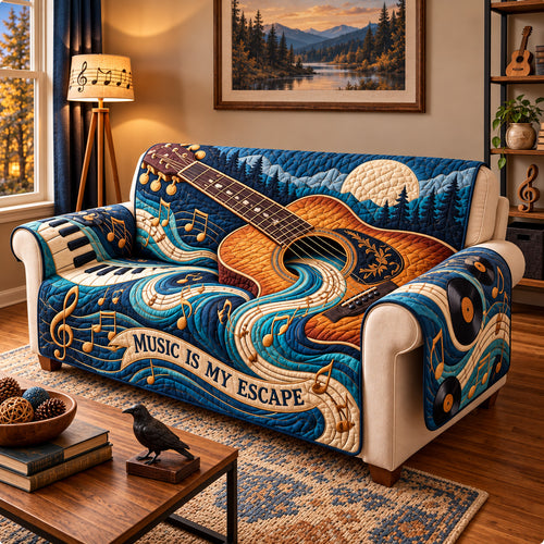 Music Is My Escape Quilted Sofa Cover GFTOHNL4708