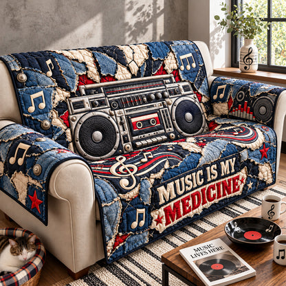 Retro Music Medicine Quilted Sofa Cover GFTOHNL4711