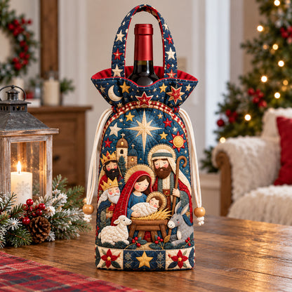 Holy Night Nativity Quilted Bottle Carrier Bag GFTOHNL4720