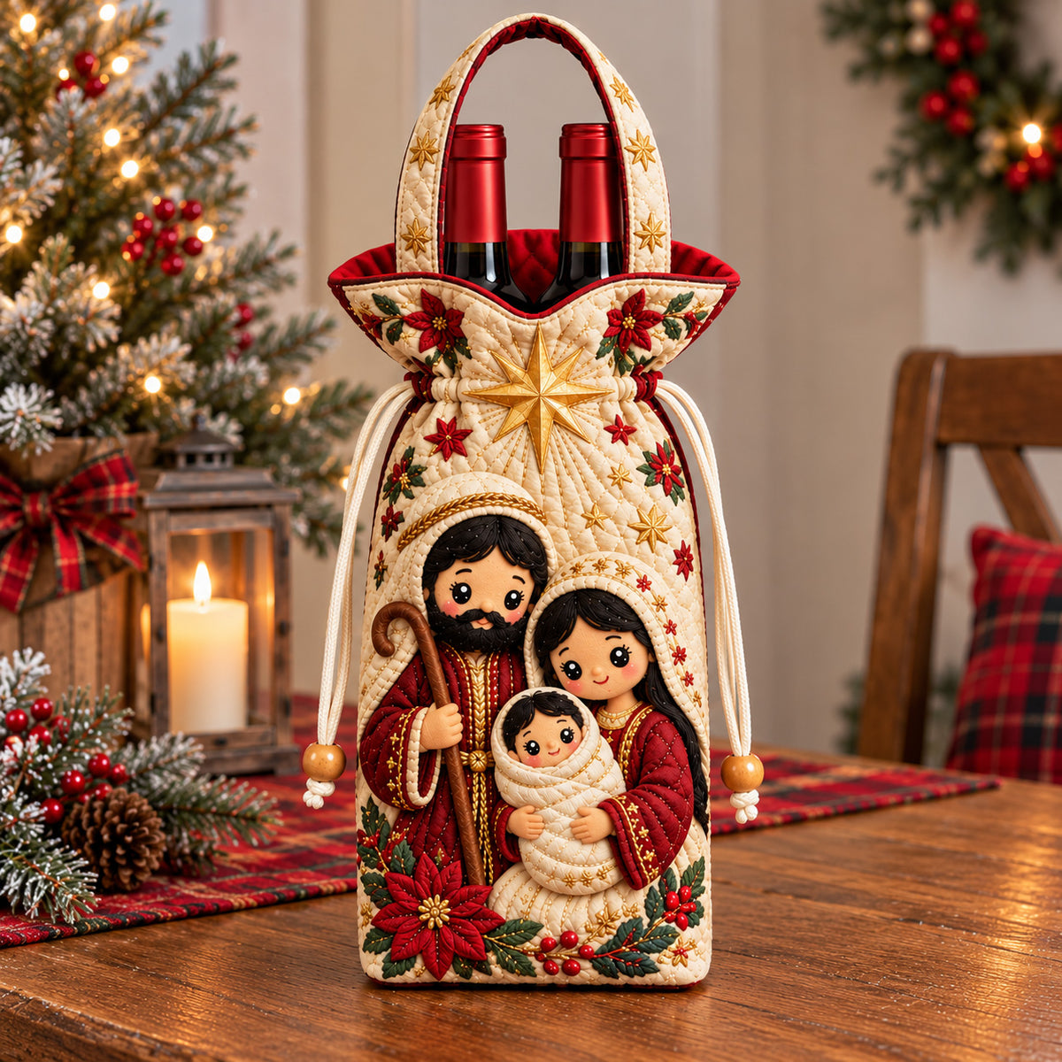 Holy Family Christmas Quilted Bottle Carrier Bag GFTOHNL4723
