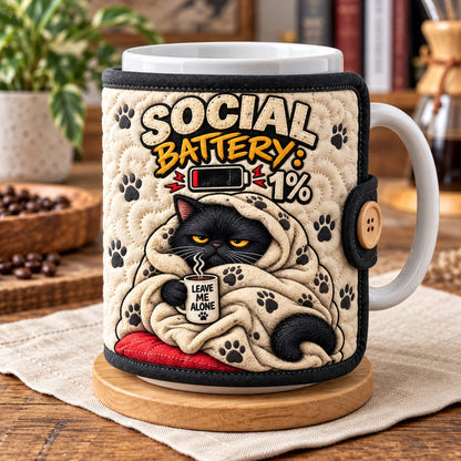 Grumpy Cat Social Battery Quilted Mug Cozy GFTOHNL4726