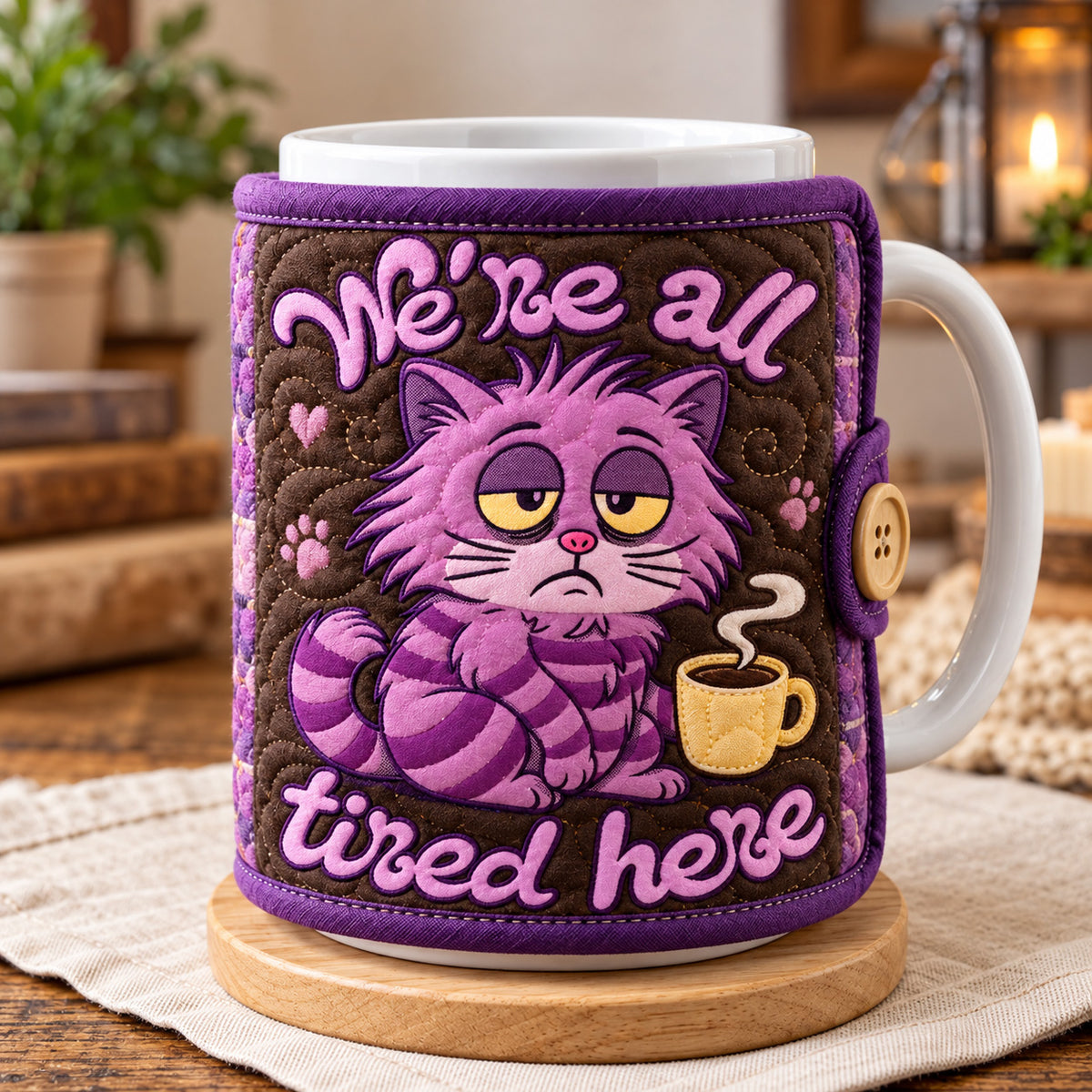 We Are All Tired Here Quilted Mug Cozy GFTOHNL4728