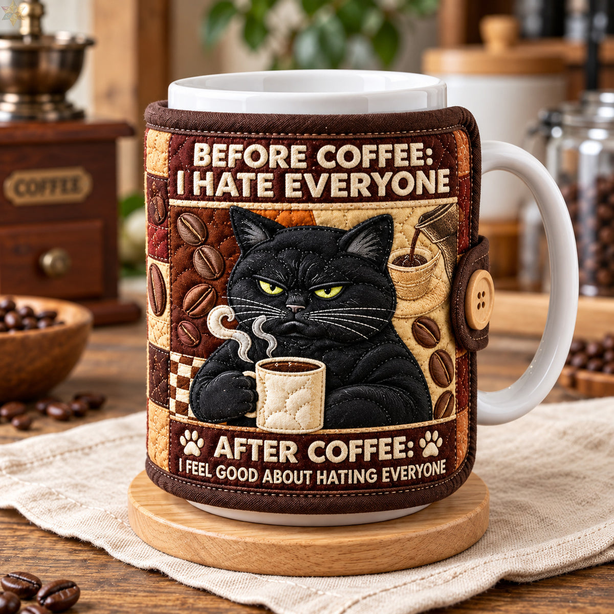 Grumpy Cat Before Coffee Quilted Mug Cozy GFTOHNL4732