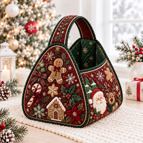 Classic Christmas Gingerbread Christmas Quilted Basket GFTOHNL4733