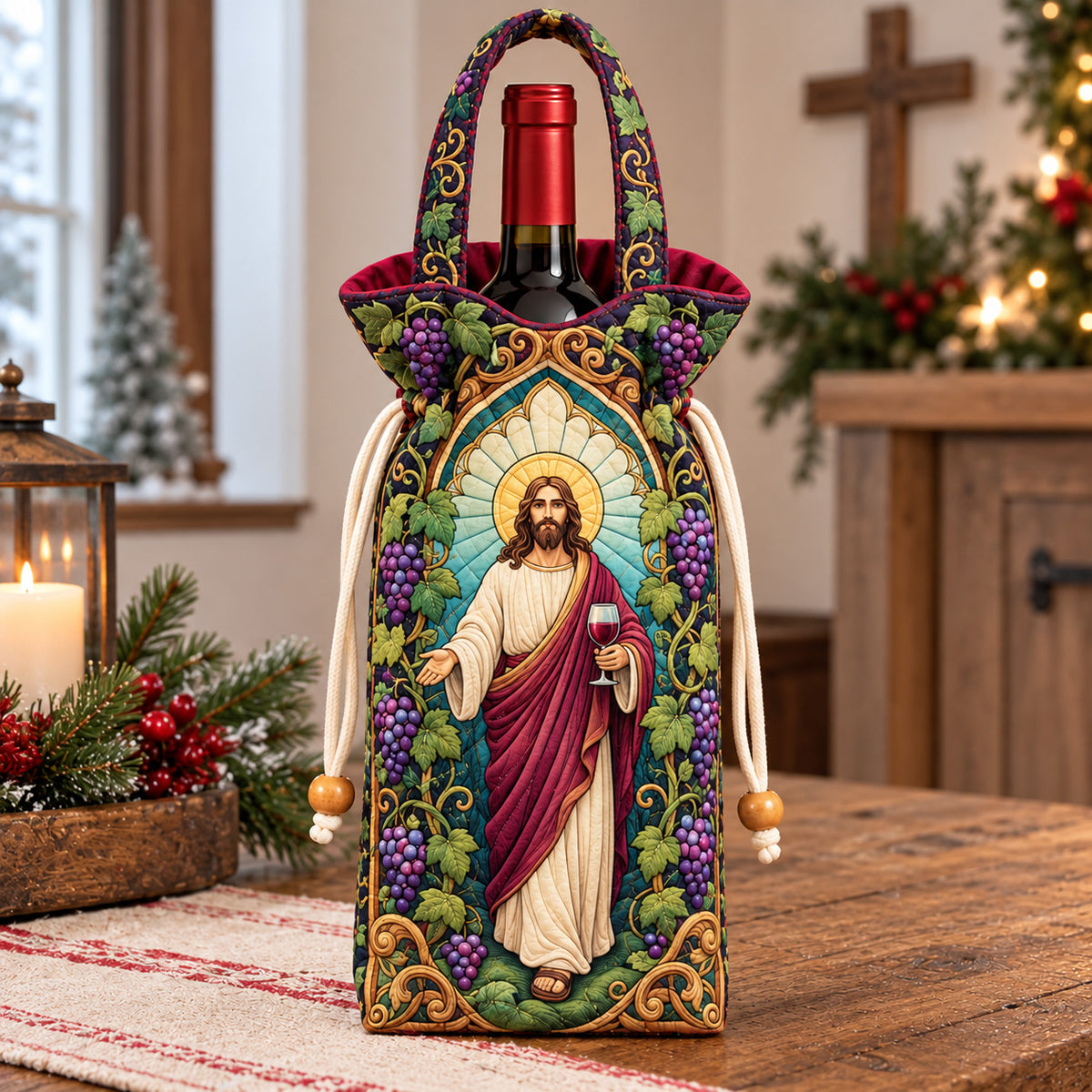 Jesus True Vine Quilted Bottle Carrier Bag GFTOHNL4741