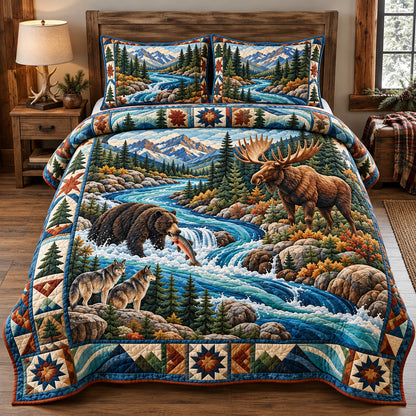 Wild Mountain River 3-Piece Quilted Bedding Set GFTOHNL4747