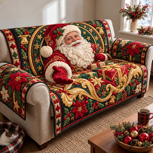 Santa Christmas Gifts Quilted Sofa Cover GFTOHNL4758
