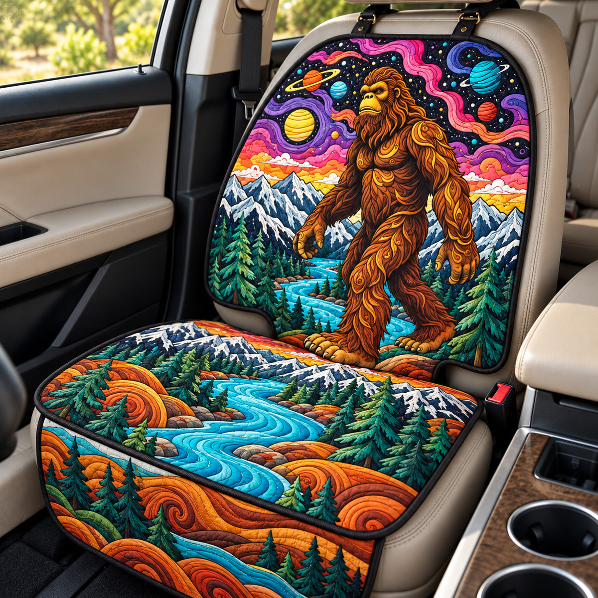 Cosmic Bigfoot Mountain Adventure Quilted Car Seat Protector GFTOHNL4777