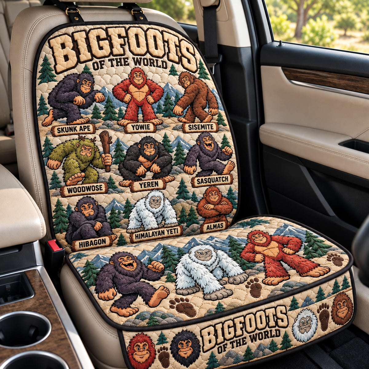 Bigfoots Of The World Quilted Car Seat Protector GFTOHNL4781