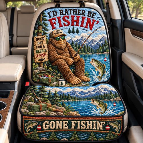 Gone Fishing With Bigfoot Quilted Car Seat Protector GFTOHNL4782