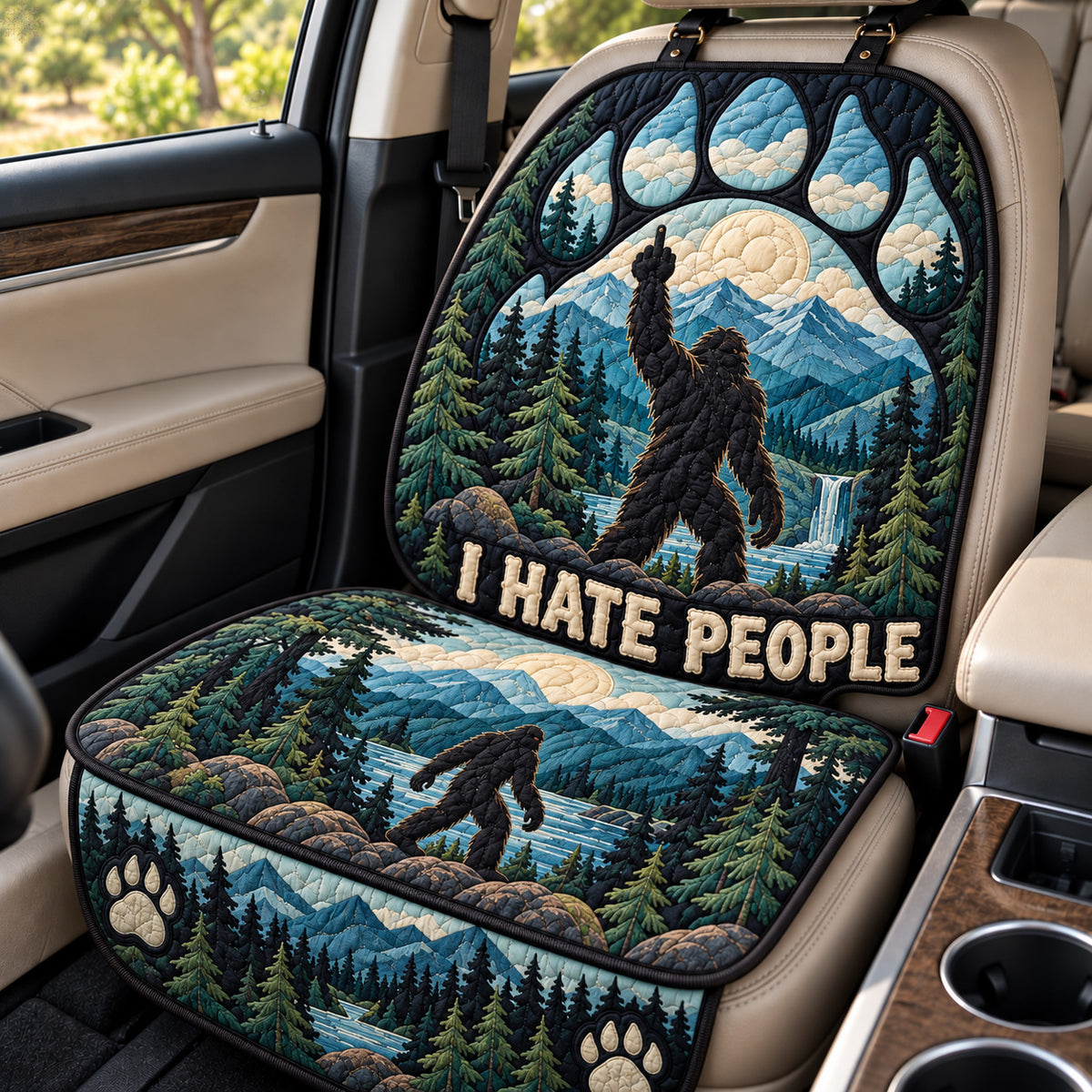 Bigfoot Mountain Attitude Quilted Car Seat Protector GFTOHNL4783