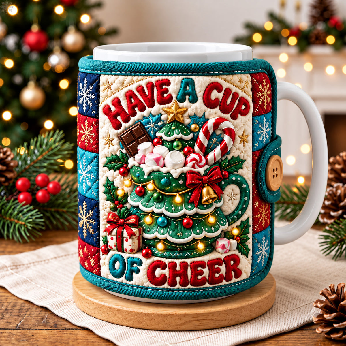 Christmas Cup Of Cheer Quilted Mug Cozy GFTOHNL4784