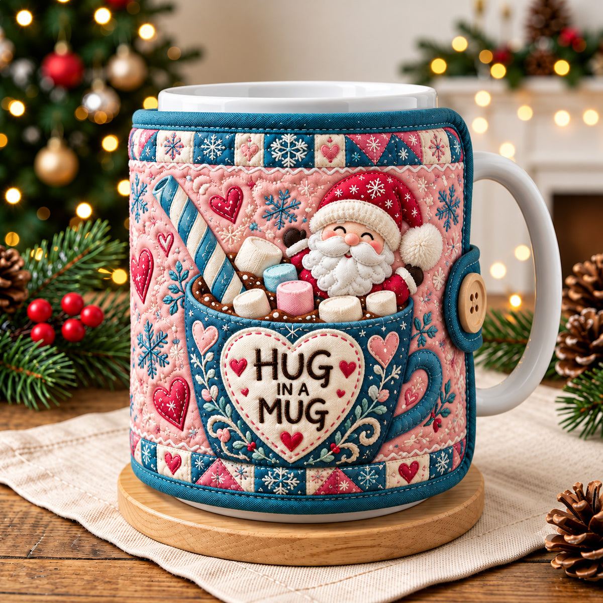 Santa Hug In A Mug Quilted Mug Cozy GFTOHNL4786