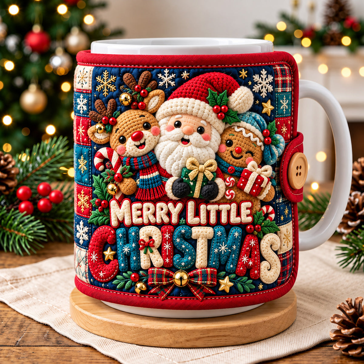 Merry Little Christmas Quilted Mug Cozy GFTOHNL4788