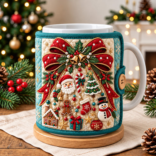 Christmas Bow And Ornaments Quilted Mug Cozy GFTOHNL4790