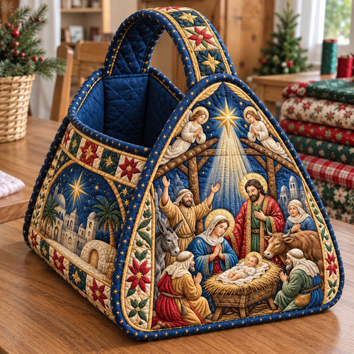 Holy Night Nativity Christmas Quilted Basket GFTOHNL4791
