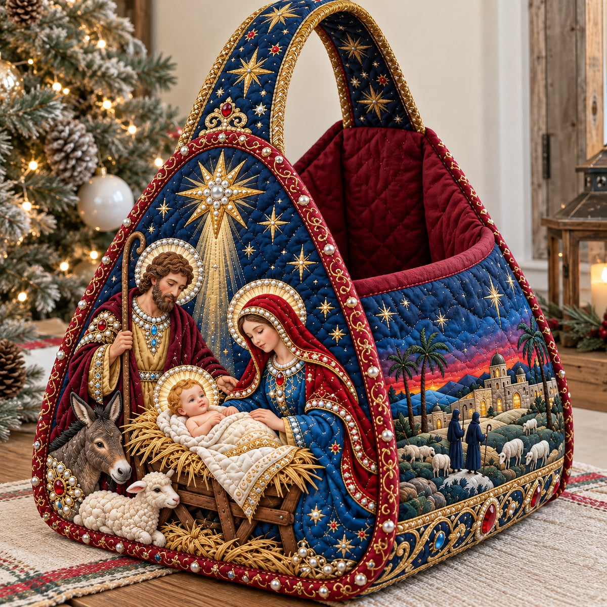 Royal Holy Family Christmas Quilted Basket GFTOHNL4792