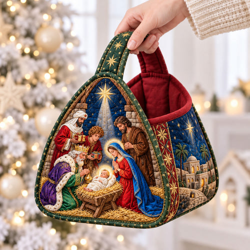 Three Wise Men Nativity Christmas Quilted Basket GFTOHNL4794