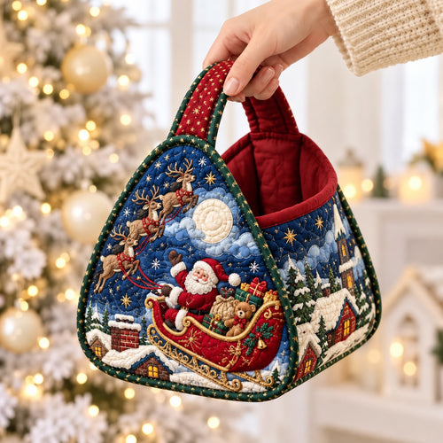 Santa Christmas Sleigh Christmas Quilted Basket GFTOHNL4803
