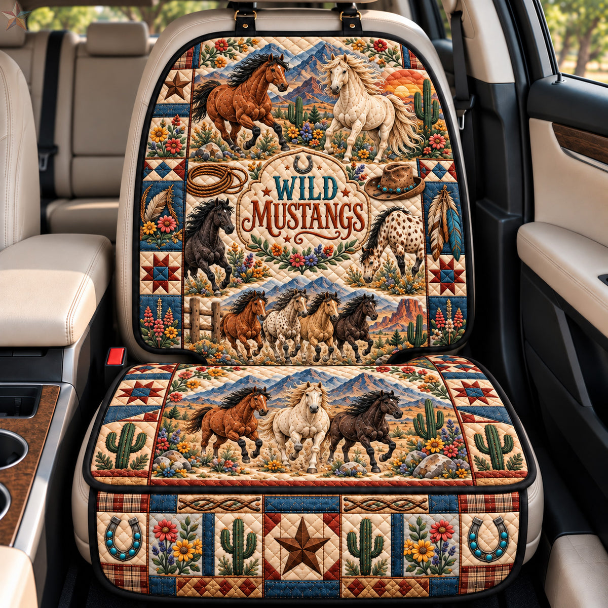 Wild Mustangs Freedom Quilted Car Seat Protector GFTOHNL4824