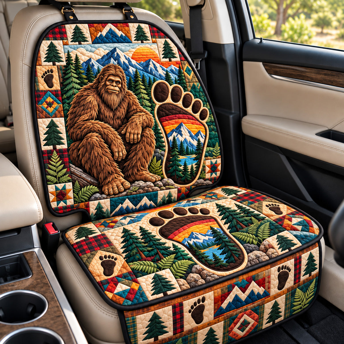Bigfoot Forest Footprint Quilted Car Seat Protector GFTOHNL4827