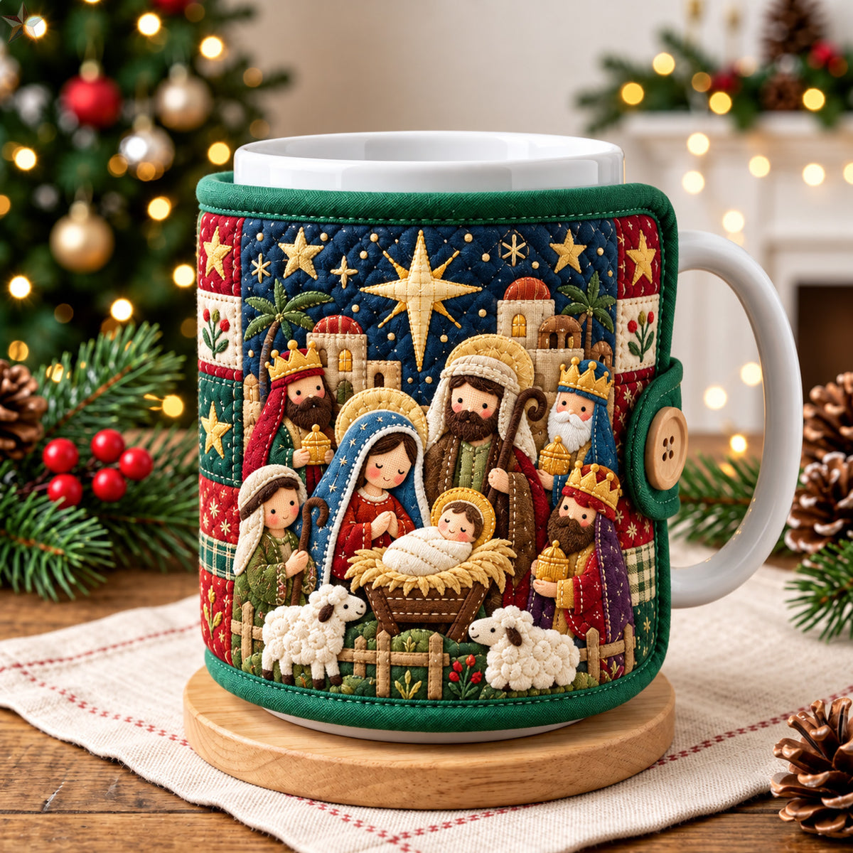 Christmas Nativity Three Wise Men Quilted Mug Cozy GFTOHNL4832