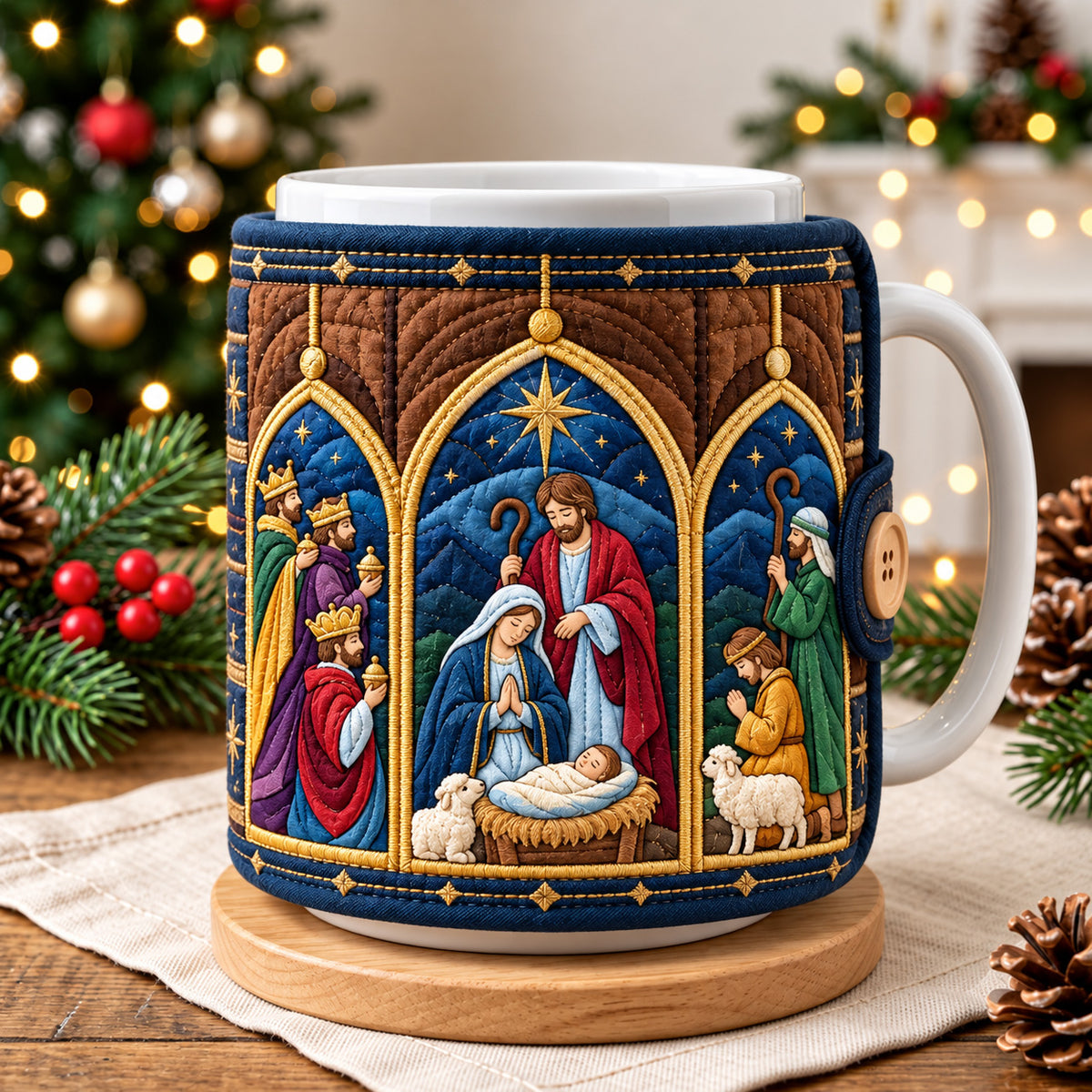 Holy Nativity Three Wise Men Quilted Mug Cozy GFTOHNL4836