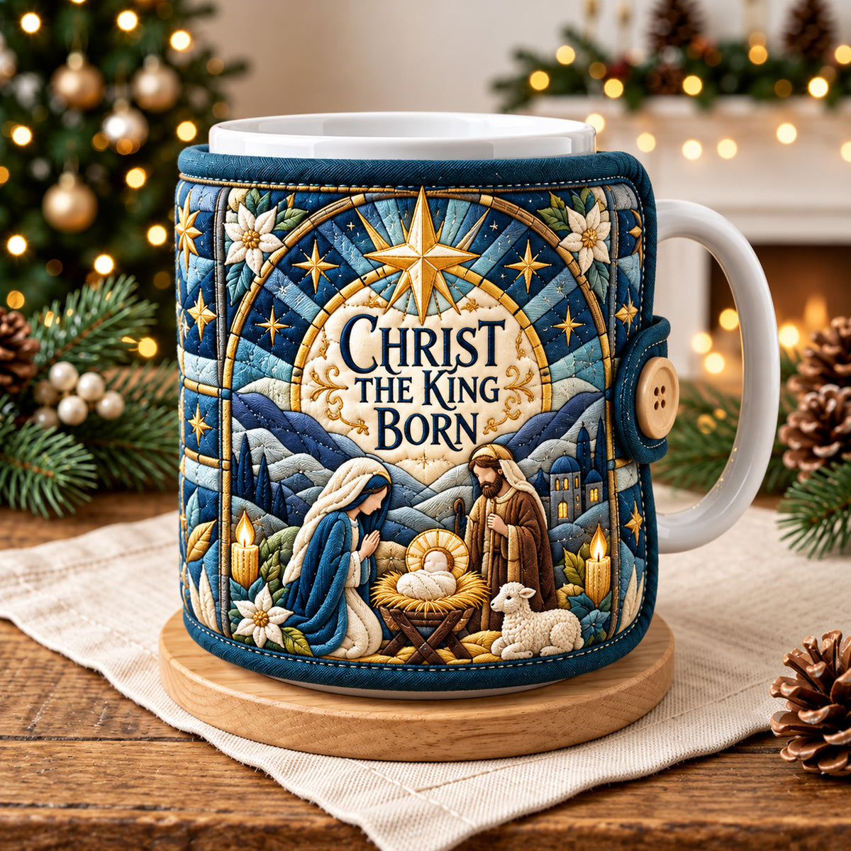 Christ The King Is Born Quilted Mug Cozy GFTOHNL4837