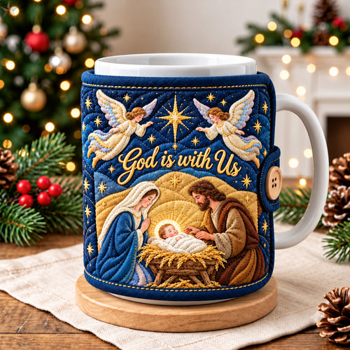 God Is With Us Nativity Quilted Mug Cozy GFTOHNL4838