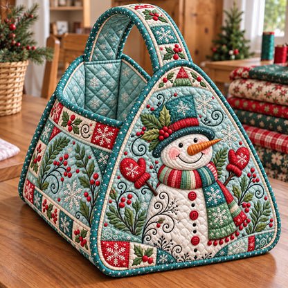 Christmas Snowman Holly Christmas Quilted Basket GFTOHNL4839