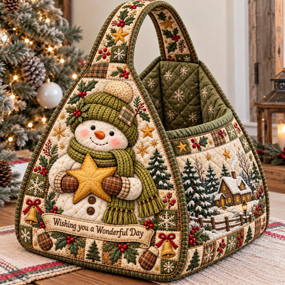 Wishing You A Wonderful Day Christmas Quilted Basket GFTOHNL4840