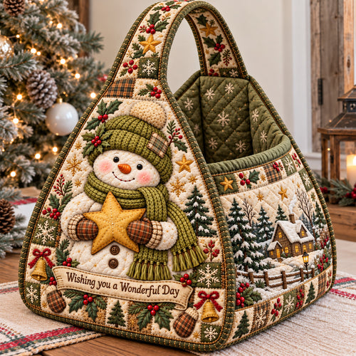 Wishing You A Wonderful Day Christmas Quilted Basket GFTOHNL4840