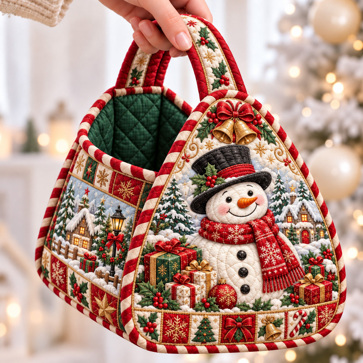 Christmas Snowman Gifts Christmas Quilted Basket GFTOHNL4841
