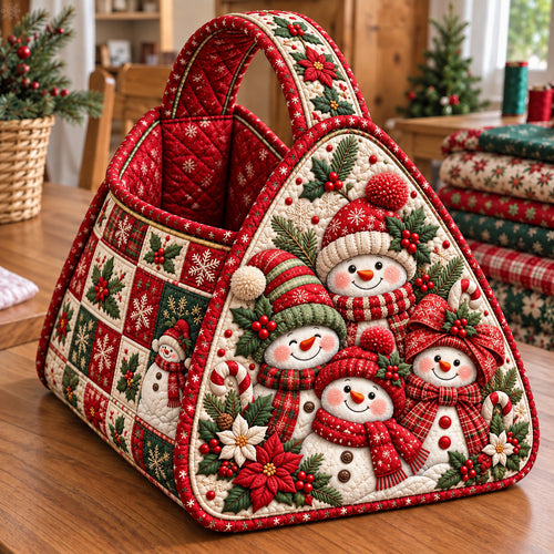 Christmas Snowman Family Christmas Quilted Basket GFTOHNL4843